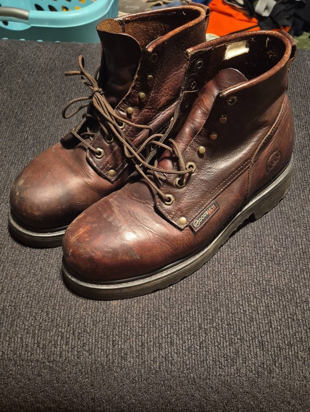 Double H Brown Leather Lace-Up Work Boots